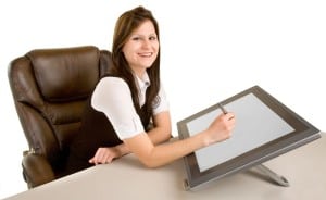 Woman Drawing on Digital Tablet