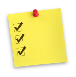 note with completed checklist